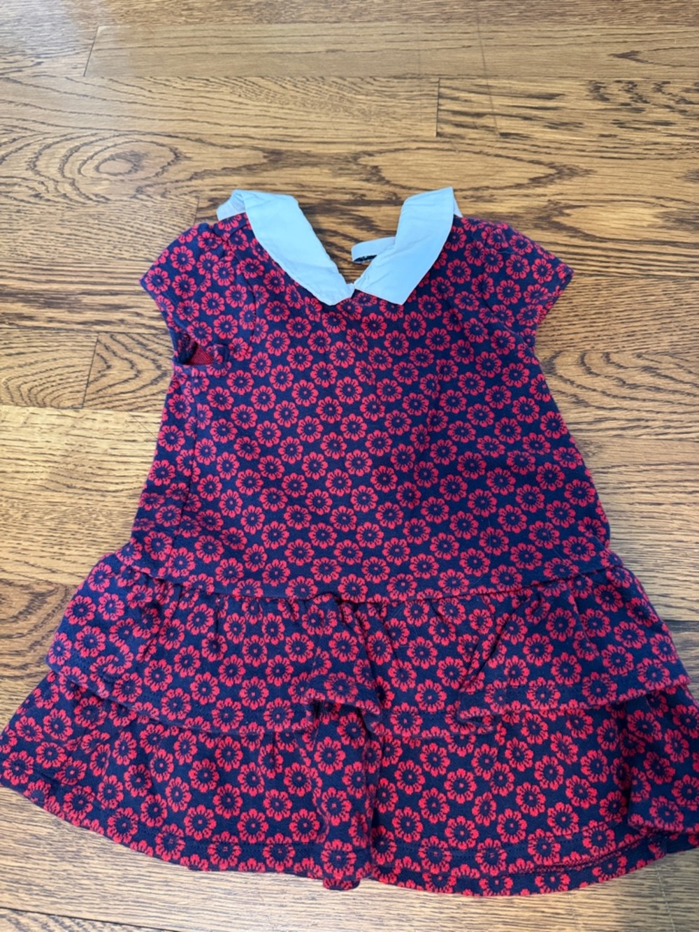 Janie and Jack Red and White Floral Dress with Collar